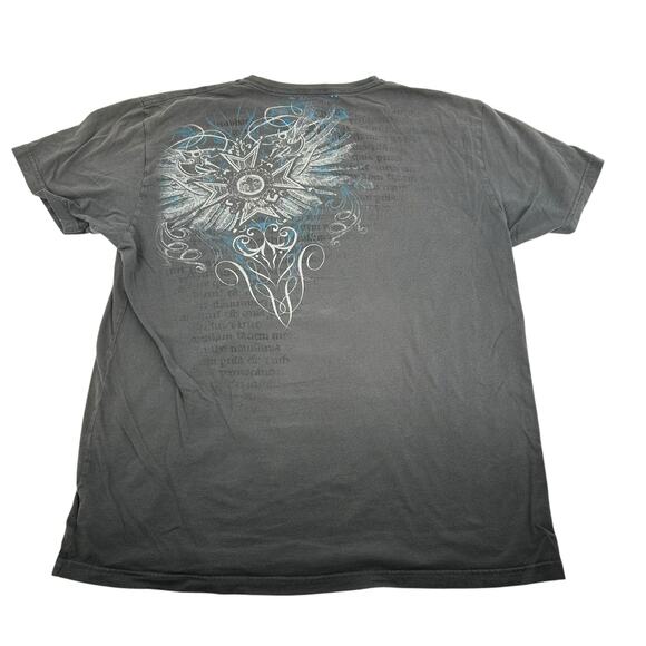 VTG Mens Grey Blue Route 66 Strength, Honor, Courage V Neck Graphic T Shirt Sz L - Picture 4 of 6